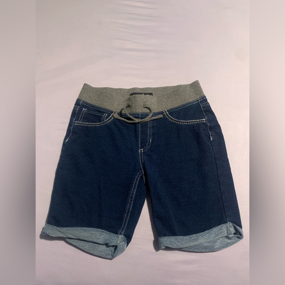 Imperial Star Blue Denim Shorts with Gray Waistband